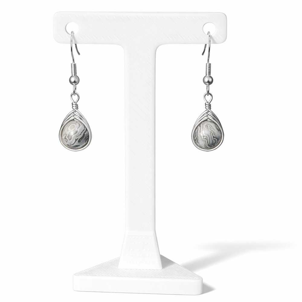 Silver Picasso Jasper Wire Wrapped Earrings
